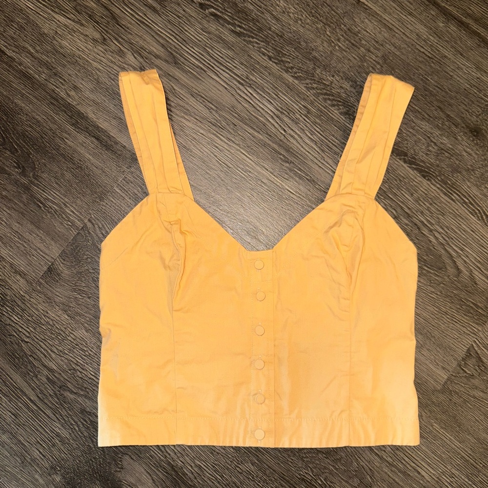 Abercrombie & Fitch Yellow Sleeveless Ruched Crop Tank